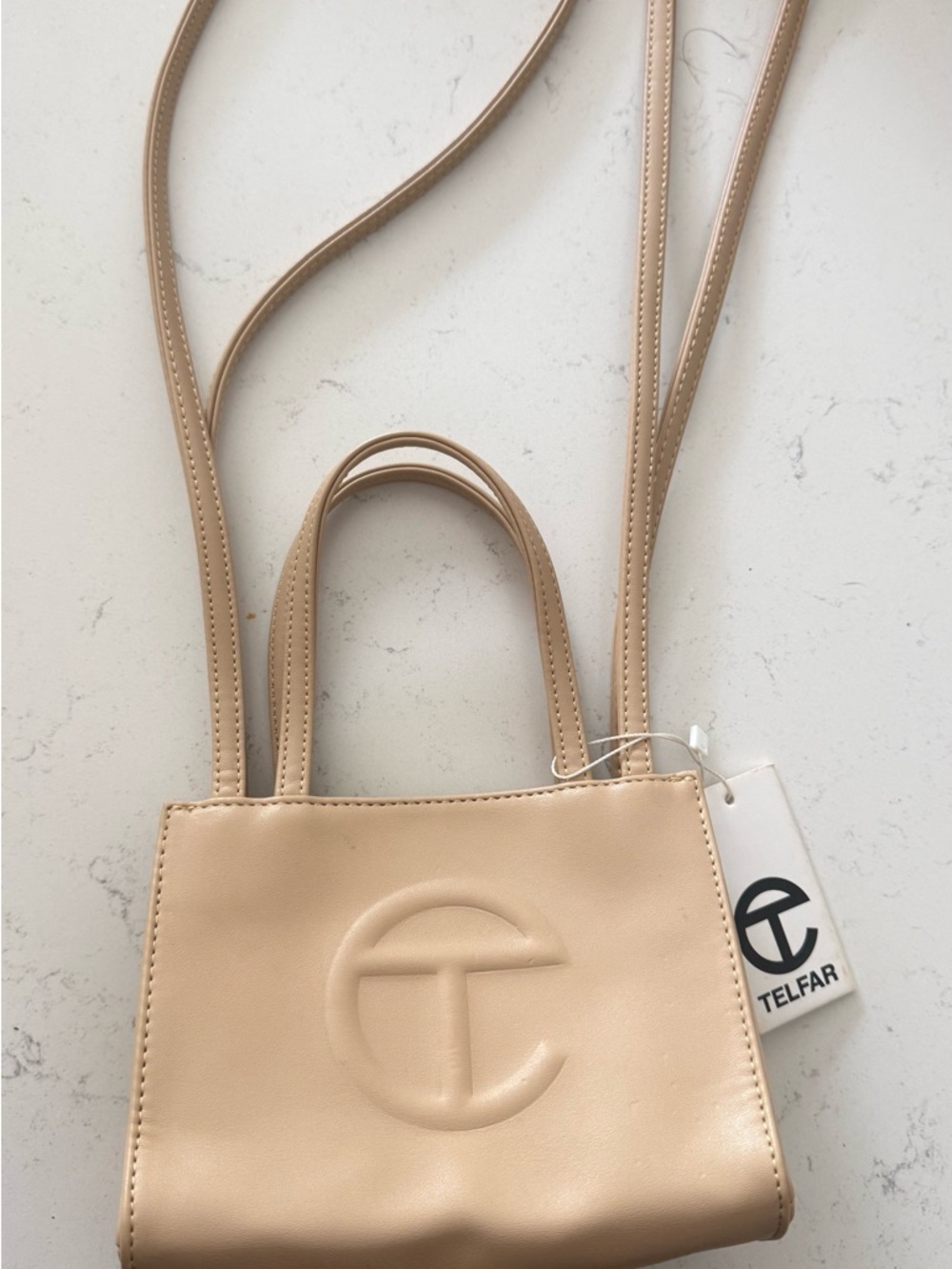 Telfar Small Shopping Bag in Beige Cream